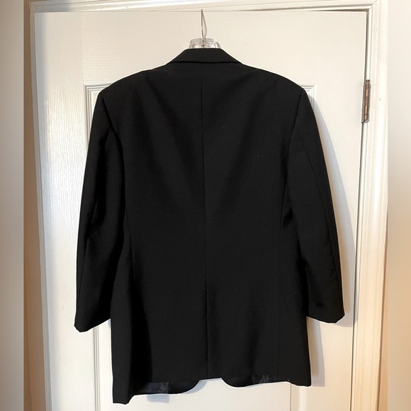 Men's Black Tuxedo Jacket Size 38R Two Button Satin Notch Lapels Wool Formal - Picture 3 of 9